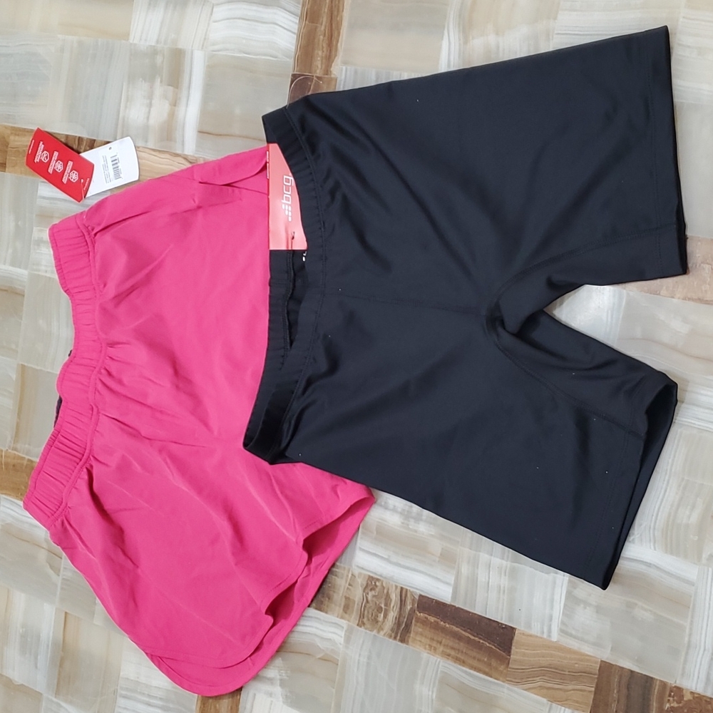 NWOT BCG Women's Running Fly Away Layered Shorts| Black Bike Shorts